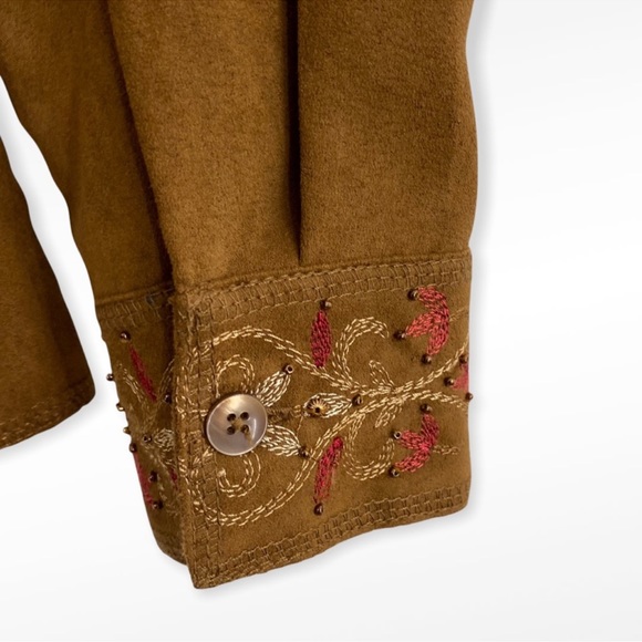 Erika Brown Soft Button down with Embroidered details size Large - Picture 3 of 8